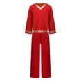 thumbnail image 4 of Aislor Boys Praise Dance Outfits Liturgical Worship Pullover Top with Wide Leg Pants Bottom for Themed Party Red 10, 4 of 7
