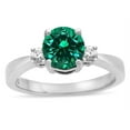 thumbnail image 2 of Star K � 3 Three Stone Round Simulated Emerald Classic Engagement Promise Ring, 2 of 9