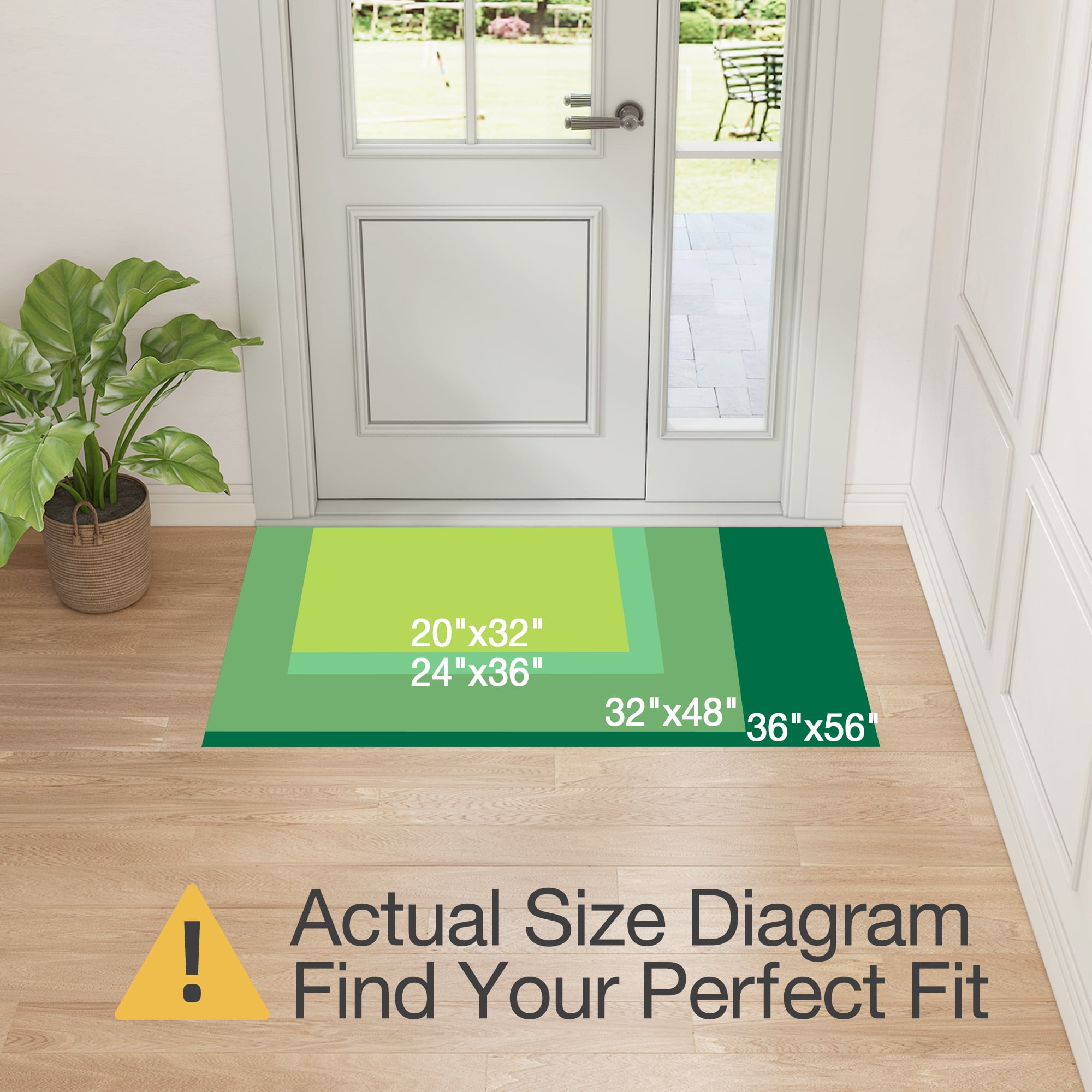 FRABE Ultra Thin Door Mat for Entryway, Low Profile Non Slip Rubber Backing Indoor Doormat, Easy Clean Welcome Entrance Mat for Inside House, Patio, Khaki 24"x36"
