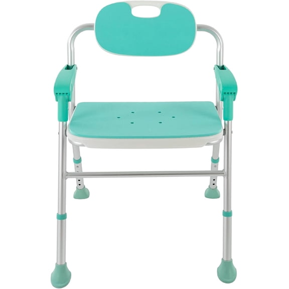 Foldable Shower Chair with Arms,Folding 5-Level Adjustable,Non-Slip Feet Shower Seat Cutout for Private Washing For Elderly,Disabled,Pregnant Shower Chair