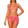 thumbnail image 1 of INSPIRAR CHIC Conjuntos de Bikini de 3 Piezas con Tie Dye para Mujeres, Trajes de Baño con Halter y Triángulo con Faldas de Playa Sarong, Traje de Baño Grande Rojo, 1 of 5