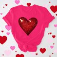 thumbnail image 2 of VKOYWKM Valentine Shirts Women Heart Graphic Tees Spring Short Sleeve T Shirts Romantic Valentine's Day Party Tshirts, 2 of 7