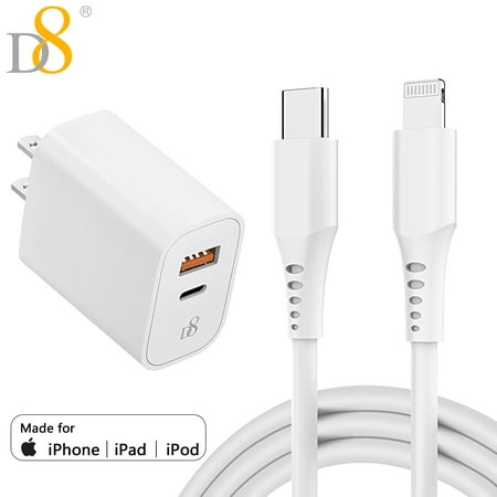 iPhone Fast Charger[Apple Mfi Certified], Type C Wall Charger with 4FT USB, Lightning Quick Charging Cord Compatible with iPad/AirPods