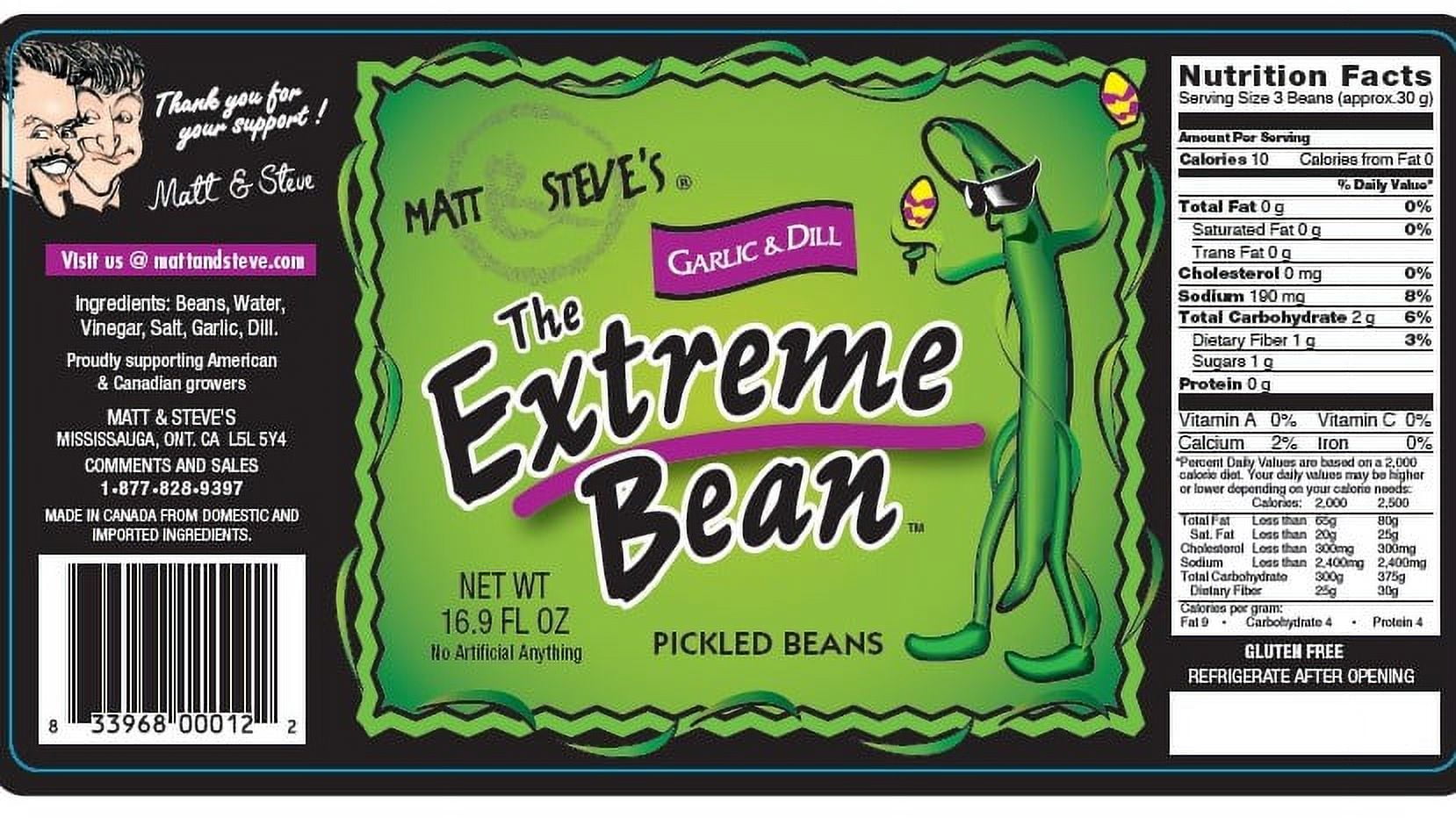 (3 pack) The Extreme Bean Garlic & Dill Pickled Beans 16.9oz