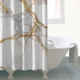 thumbnail image 4 of White Marble Gold Line Pattern Shower Curtain 72"x84" ,Bathroom Decorative Shower Curtains Set with 12 Hooks,Modern Waterproof Washable Shower Curtain, 4 of 6