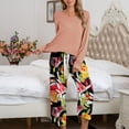 thumbnail image 2 of Conjunto de ropa de dormir de manga larga para mujer, cuello redondo, informal, lavable a máquina, conjunto de pijama para mujer, naranja, XXL, 2 of 6