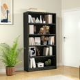 thumbnail image 3 of MAYEERTY Black 5-Shelf Modern Wood Bookcase, 60" Tall, for Bedroom, Living Room, and Manga Library, 3 of 7