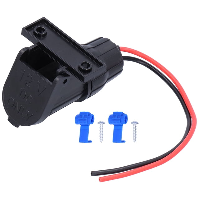 Car Cigarette Lighter Female Socket with Bracket Plastic for 12V Automobile Motorcycle