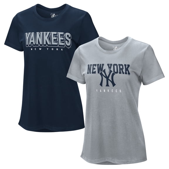 Women's G-III 4Her by Carl Banks  Navy/Heather Gray New York Yankees Two T-Shirt Combo Pack