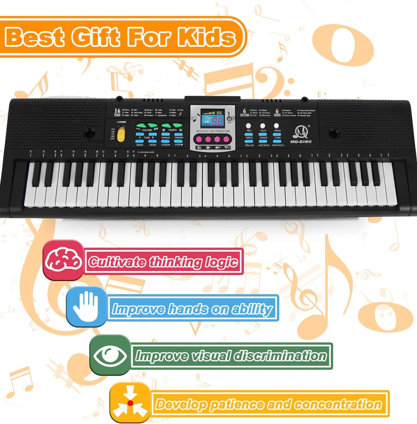 Meterk 61 Keys Digital Music Electronic Keyboard Piano Multifunctional Piano Keyboard for Kids Student With Microphone Musical Instrument