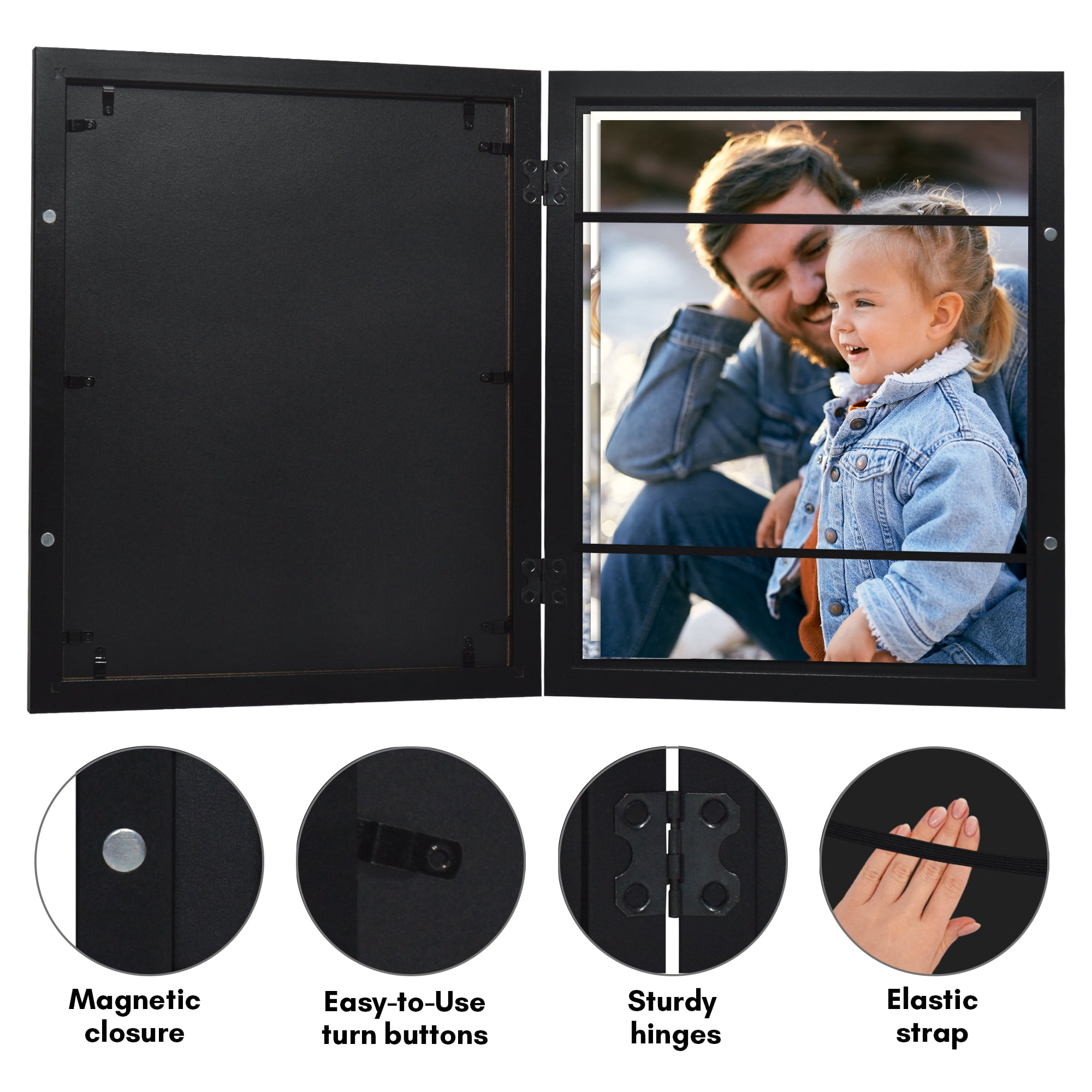 Americanflat 11x14 Picture Frame with Polished Plexiglass Storage Quick Change Frames Holds Photos - Black