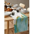 thumbnail image 3 of Turquoise Gold Marble Burlap Cotton Table Runner 13x90 Inches Long, Modern Abstract Marble Crack Texture Farmhouse Table Runners, Outdoor Dining Tablecloths Decor for Baby Shower/Party/Wedding, 3 of 6
