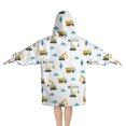 thumbnail image 2 of Cartoon Construction Vehicles Cranes White Pattern Blanket Hoodies for Kids 6-13YR Oversize Wearable Blanket Hoodies for Boys Girls Teens, 2 of 7