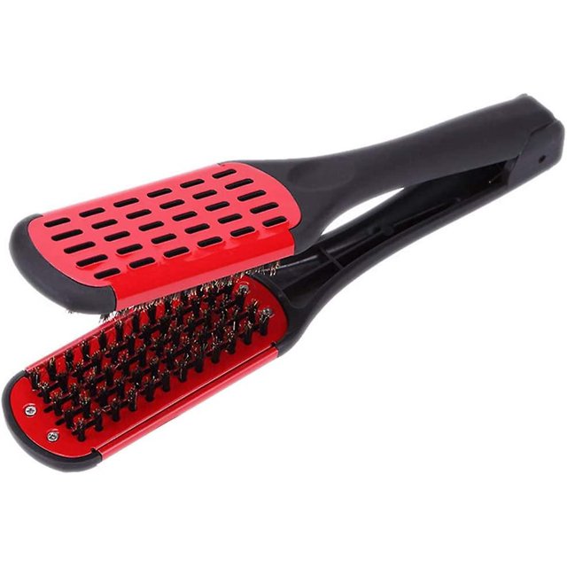 Plancha para el cabello, cepillo para alisar el cabello 2 en 1, placa de doble cara, cepillo para el cabello, alicates, fibras naturales, peine para peinar JAMW Sencillez