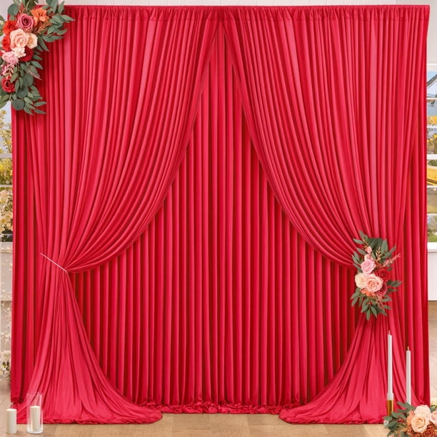 Cortinas de fondo PARTISKY de poliéster rojo de 4 x 3 m, no se arrugan