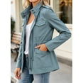 thumbnail image 3 of Long Sleeve Women Spring Fall Solid Color Zipper Coat Stand Collar Casual Military Anorak Jackets with Pocket, 3 of 6