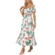 thumbnail image 4 of Vestidos florales INSPIRE CHIC para mujeres, vestido midi de playa sin hombros de verano S blanco, 4 of 6
