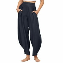 Women Pants on Under $5! Cagogo Women Boho Pants Summer Casual Loose High Waist Cargo Lounge Harem Pant Lightweight Baggy Yoga Lounge Palazzo Pants Beach Travel Vacation Outfits
