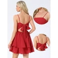 thumbnail image 2 of DARING DIVA Women's Backless Bow Tiered Ruffle A-Line Dress L Red, 2 of 6