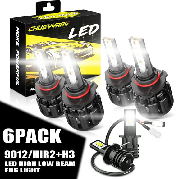 For Nissan Maxima 2004-2006 6X 9012 H3 LED Headlight Bulbs High Low Beam   Fog Light