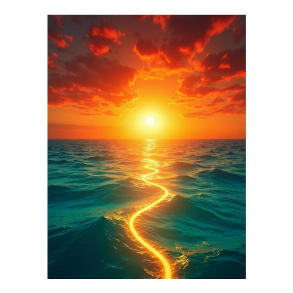 Diamond Art Kits for Adults, Sunset Ocean Pathway Reflection 5D Diamond Painting Kits for Adults Beginners, DIY Full Drill Diamond Painting, Gem Art and Crafts 12x16
