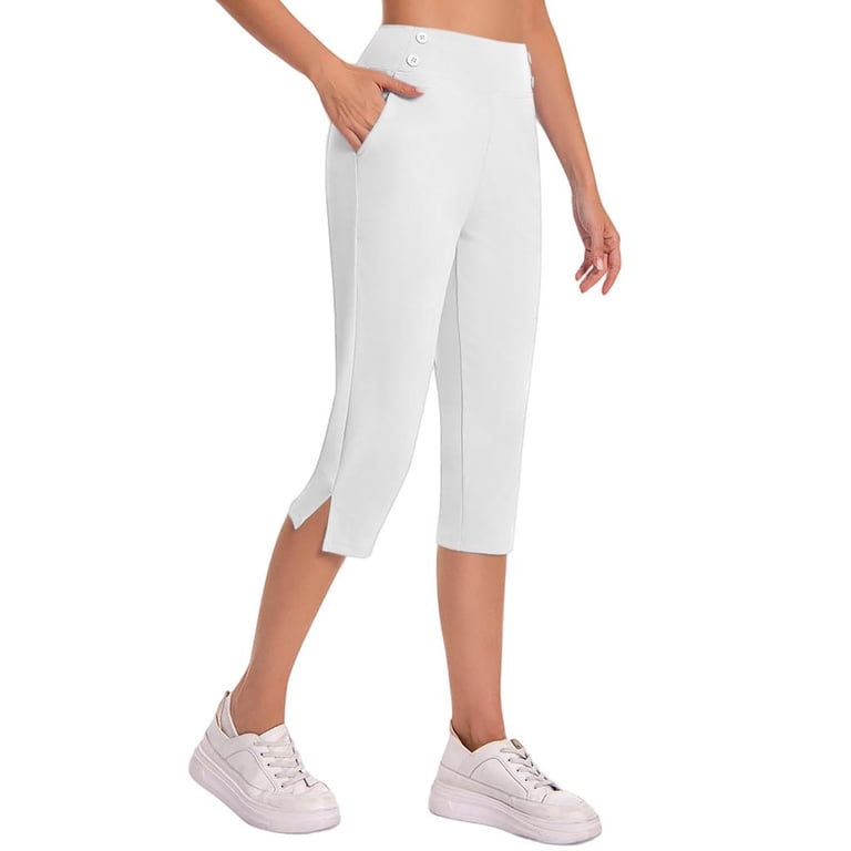 dress capris for women Puweer Brown Capri Pants - Dressy Business Casual Flare Pants with Pockets - Summer Workwear Brnmxoke Womens Work Dress Capris