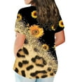 thumbnail image 4 of ZZwxWA Fashion Leopard Print Womens Tops Plus Size Short Sleeve Round Neck Summer Pullover Cute T-Shirt Yellow L, 4 of 6