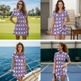 thumbnail image 2 of Binienty Purple Argyle Golf Golf Clothing Set for Couple Breathable Stretchy Summer Golf Outfit Set Men's Shirt Women's Short Sleeve Skirt Lightweight Golf Course Wear for Daily, 2 of 7