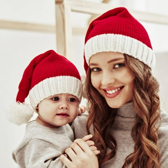 HESHENG Christmas Mother Kids Hat for Girls Boys Autumn Winter Baby Warm Knitted Kids Cap Elastic Family Parent Children Hats