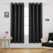 Deconovo Blackout 84 Inch Length Grommet Thermal Insulated Drapes and Curtains for Living Room, 52x84 Inch, Black