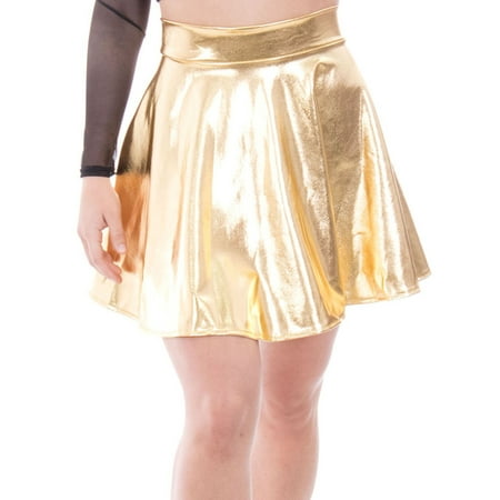 BASILICA - Women's Metallic Ballet Dance Flared Skater Skirt Fancy ...