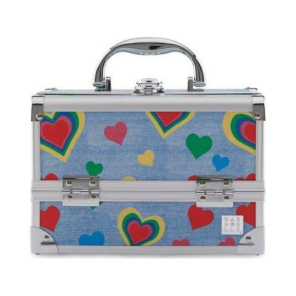 Caboodles Women's Train Case, Hearts Denim Print
