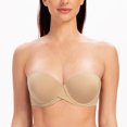 thumbnail image 3 of MELENECA Women's Underwire Smooth Multi-Way Uplift Padded Push Up Strapless Bra Almond Heather 36F, 3 of 4