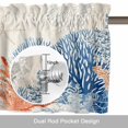 thumbnail image 6 of Ocean Corals Valance Curtain Summer Beach Coral Sea Stars Linen Texture Window Valances Rod Pocket Short Curtains Window Treatments for Kitchen Bedroom Bathroom Laundry 60" x 18", 6 of 9