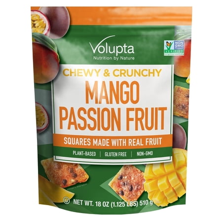 Volupta Chewy & Crunchy Mango Passion Fruit Squares, 18 Ounce
