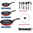 thumbnail image 4 of Batería De Cocina Juego Sartenes 17 Pzas Antiadherente Rojo, 4 of 7