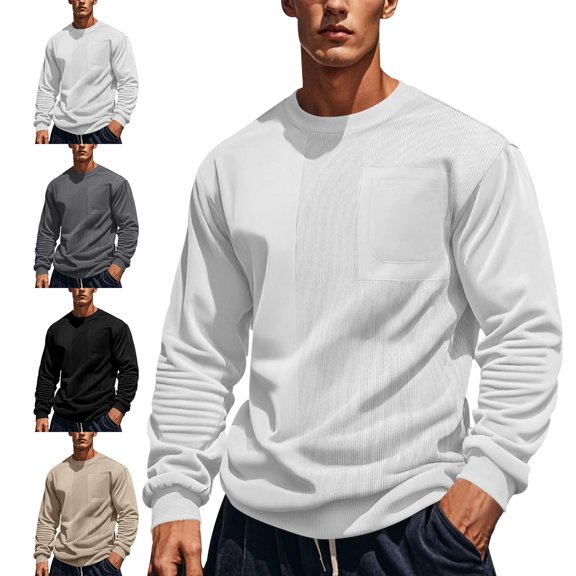 SYwaren Men's Color Block Crewneck Pullover Sweatshirt Two-Tone Long Sleeve Casual Round Neck