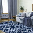 thumbnail image 2 of Geometric Bohemian Plush Shag Indoor Area Rug, Cream/Blue, 4' x 6', 2 of 9