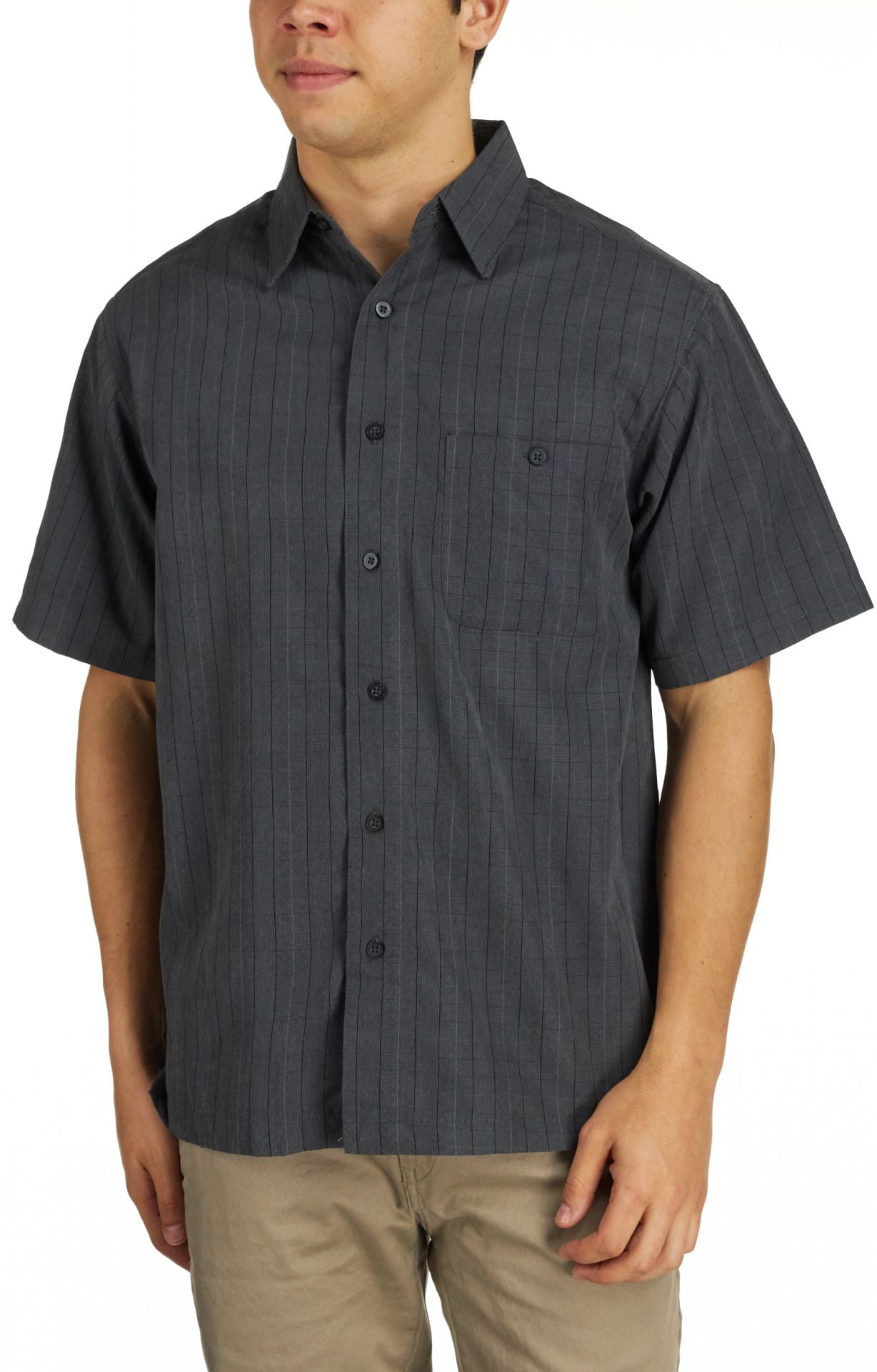 Haggar Mens Short Sleeve Microfiber Woven Shirt