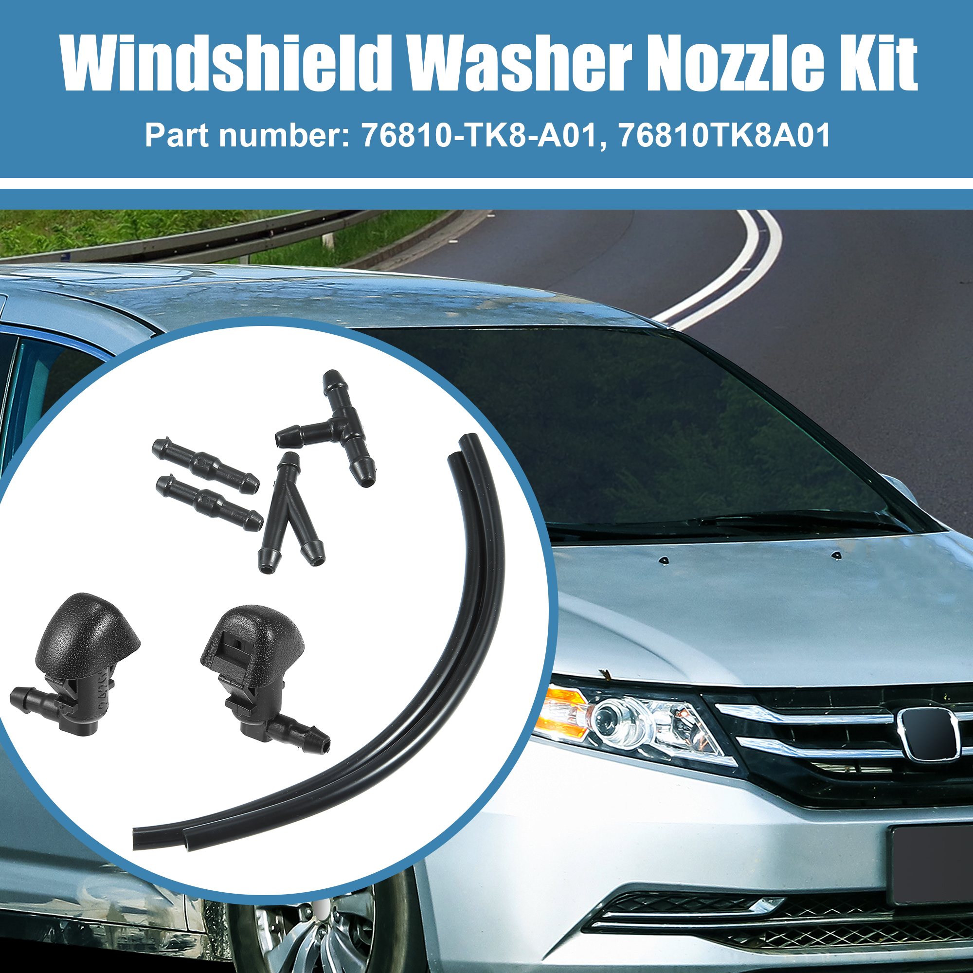 76810-TK8-A01 Windshield Washer Nozzle For Honda Odyssey 2011-2017 - Front Windshield Nozzle Kit (2 Pieces), Non-Adjustable