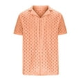 thumbnail image 5 of VBTAPA Mens Short Sleeve Button Down Shirts Relaxed Fit Casual Dress Shirt Hollow Out Summer Beach Shirts Lightning Sales Orange XXL, 5 of 7