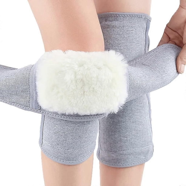 Outdoor Sports Warm Lengthened Knee Pads Protector Protective Wool Elastic Thermal Plush Kneepad Kneecap Kneelet Solid(XL)