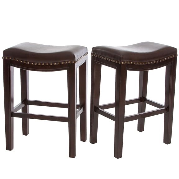 Carolina Brown Backless Faux Leather Counter Stool (Set of 2)