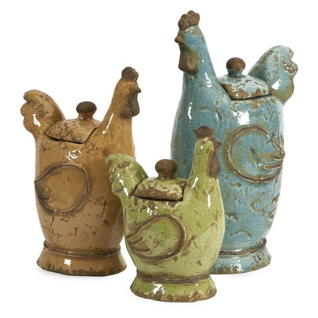 Imax Cerda Lidded Rooster Canister Set Of 3 Walmart Com