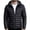 Black, variant on Mens Winter Padded Parka Lightweight Zipper Quilted Long Sleeve Puffy Coat Hooded Insulated Solid Jacket Casual Outerwear