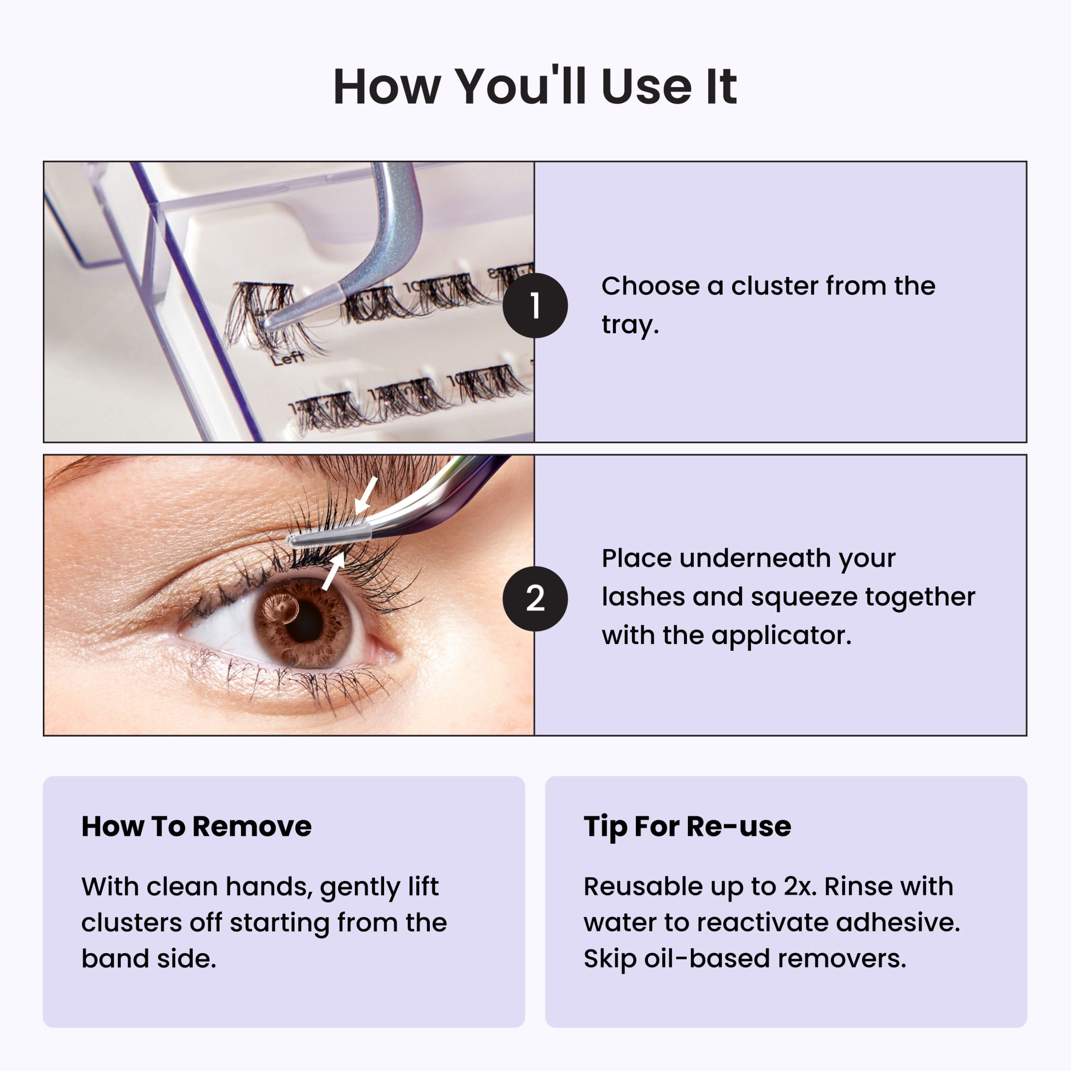 KISS imPRESS Long Lasting Pre-Glued Lash Clusters Kit, Demi Natural, 48 Self Adhesive Eyelashes
