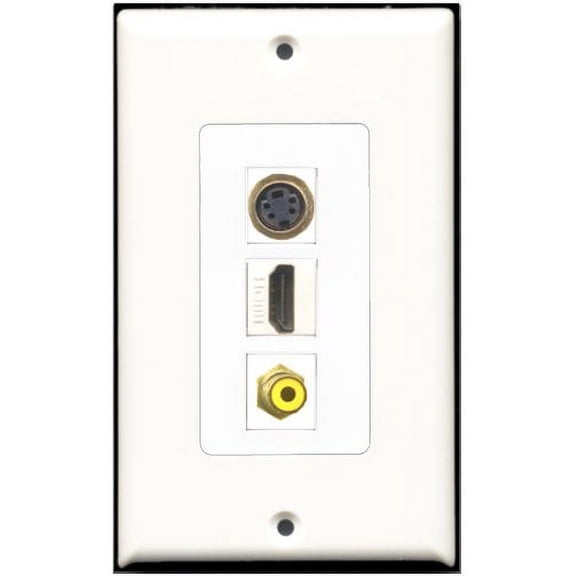 RiteAV - 1 Port HDMI 1 RCA Yellow 1 S-Video Wall Plate Decorative