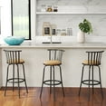 thumbnail image 1 of Homy Casa Vintage Industrial Barstool 3 Pack with Adjustable Height Faux Suede Seat, 1 of 9