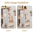 thumbnail image 4 of Toddler Standing Tower, 3 Levels Height-Adjustable Wooden Kitchen Stool Helper for Kids with Removable Safety Bars, White, 4 of 8