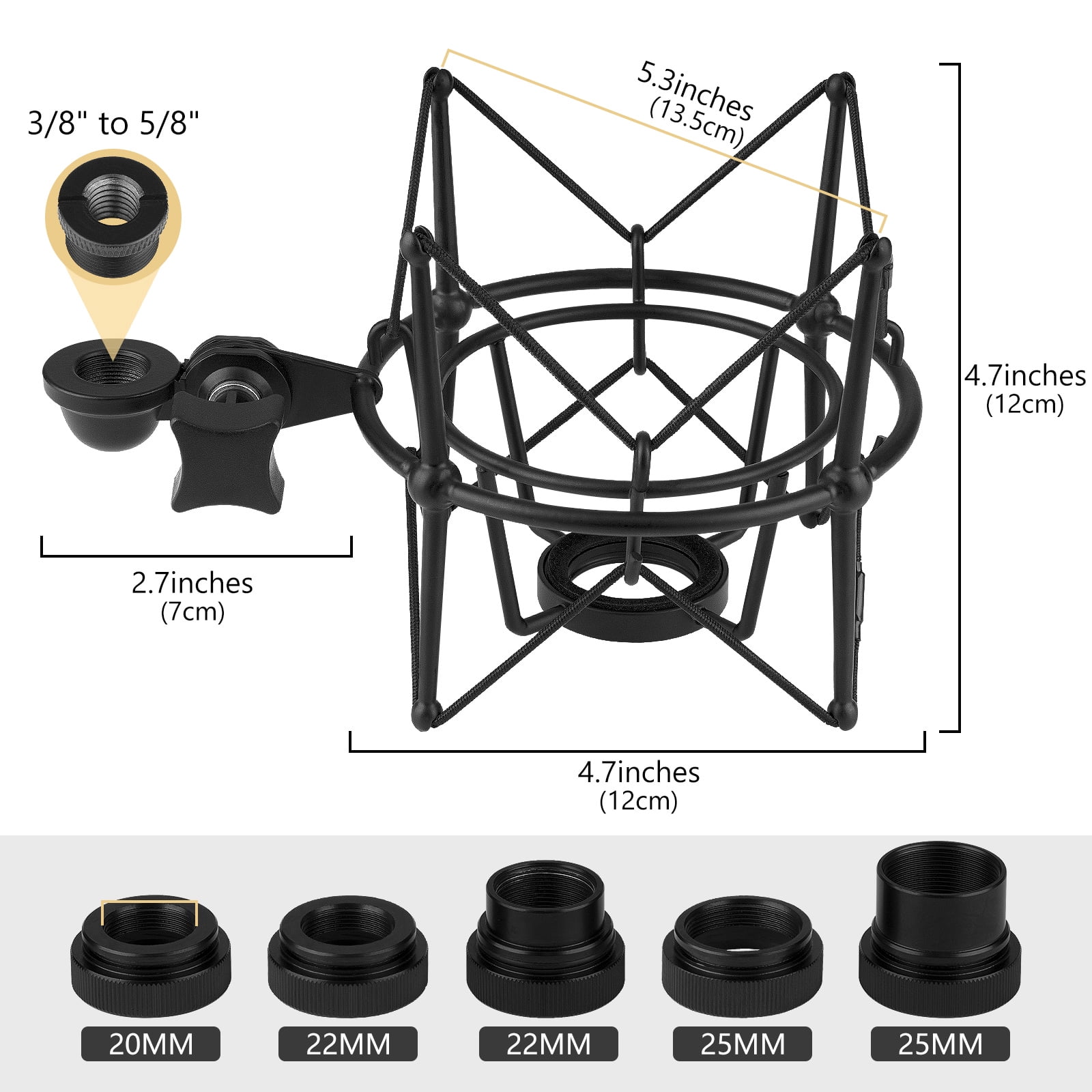 Geekria for Creators Microphone Shock Mount Compatible with Neumann U87, TLM193, TLM127, M149, TLM102, TLM103, TLM107, Mic Anti-Vibration Suspension Adapter Clamp Mic Holder Clip (Black / Metal)